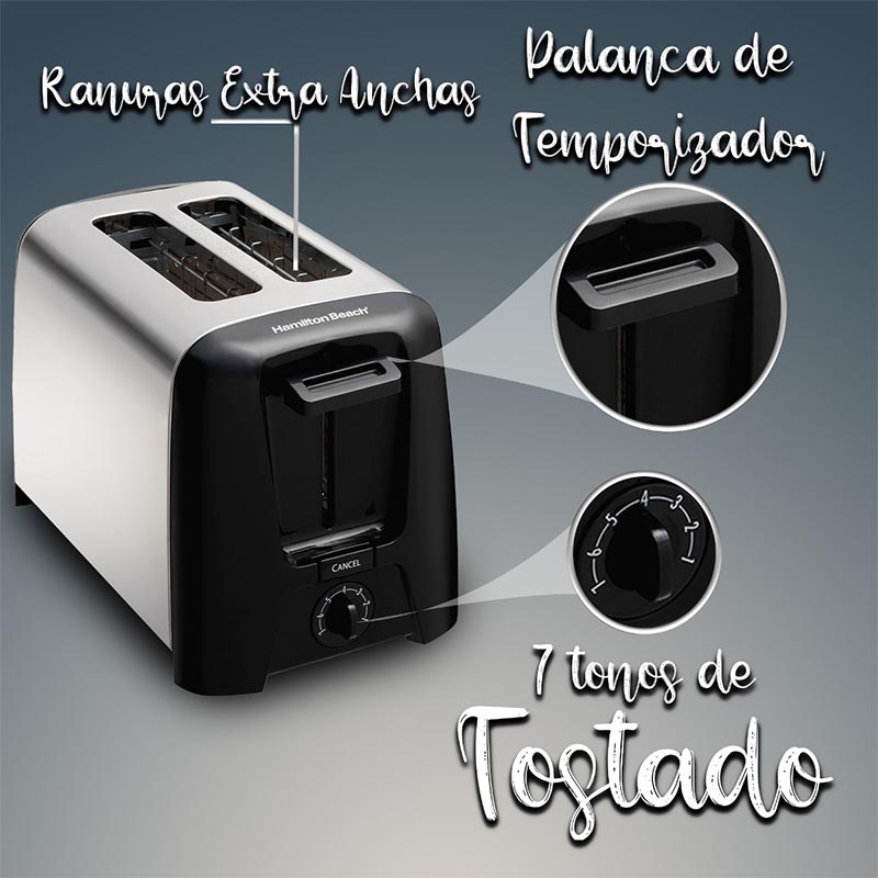 Tostador De Metal Para 2 Rebanadas Hamilton Beach 22614r