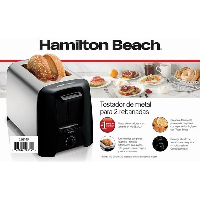 Tostador De Metal Para 2 Rebanadas Hamilton Beach 22614r