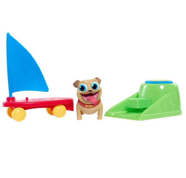 Rolly y su tabla de surf de la serie de Puppy Dog Pals