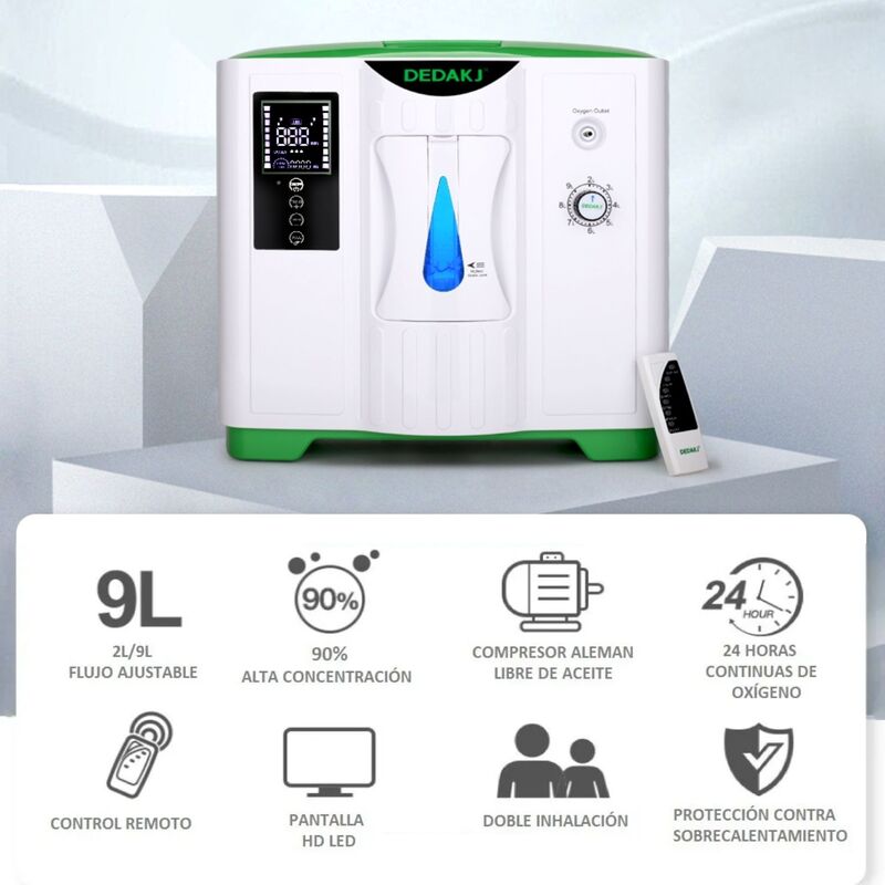 Concentrador Generador Oxigeno Portátil 2-9 Litros Uso Hogar / DEDAKJ