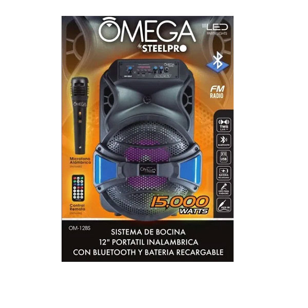 Bafle Recargable Portatil De 12  Om12bs 15,000 Watts