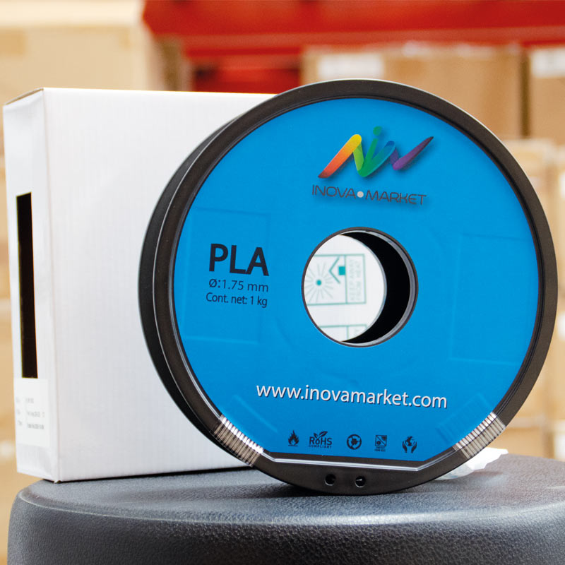 Filamento PLA 1.75 mm Gris Silver InovaMarket de 1 Kg Incluye Factura
