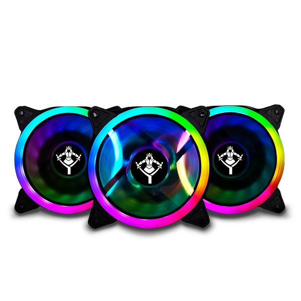 Kit 3 ventiladores ARGB gamer Yeyian Typhoon YCF-3RGB-01