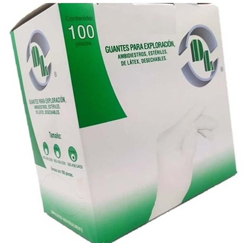 Guantes de látex estériles Talla Mediana: 100 piezas