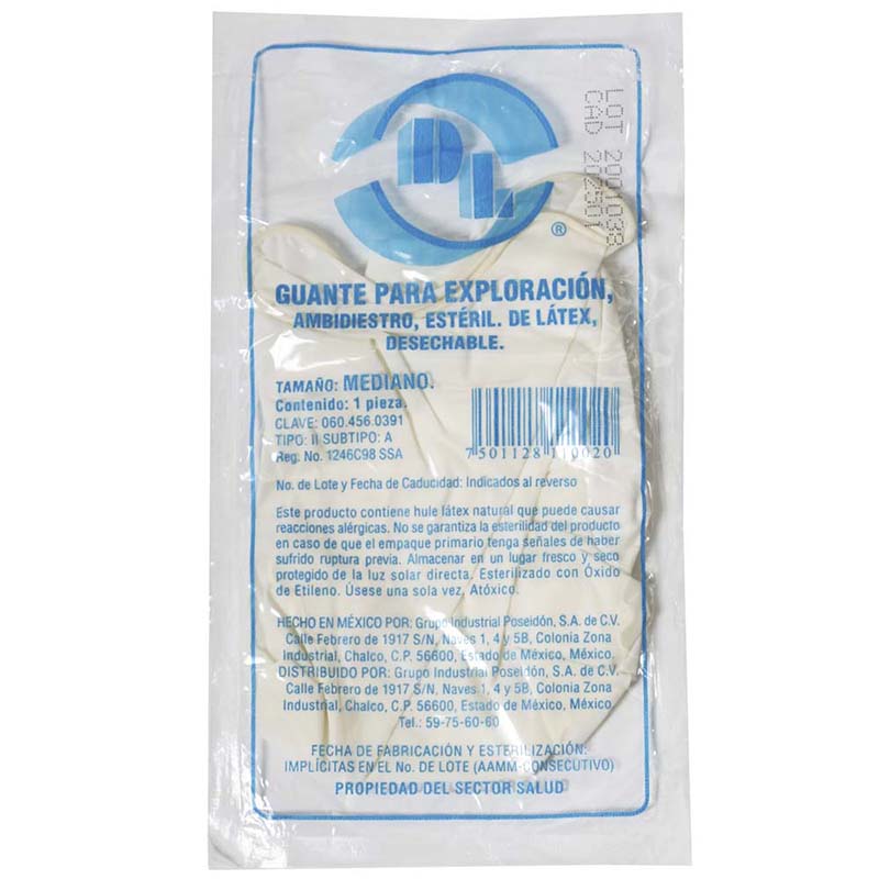 Guantes de látex estériles Talla Mediana: 100 piezas