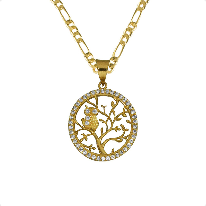 Dije Arbol De La Vida VAROURO Oro 10k 2gr | Amarillo + Cadena Regalo Chapa de Oro de 18k