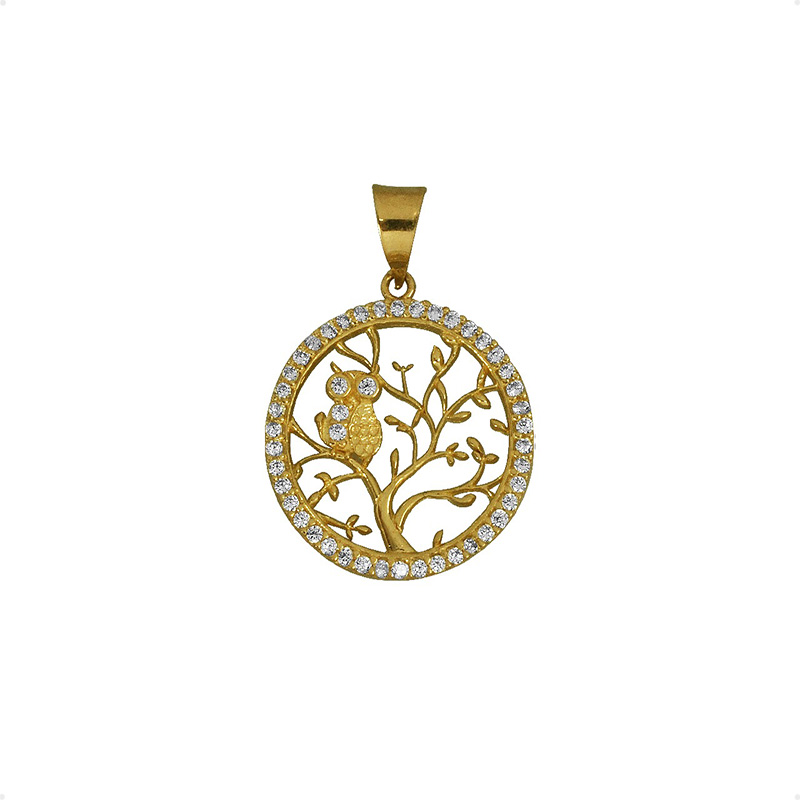 Dije Arbol De La Vida VAROURO Oro 10k 2gr | Amarillo + Cadena Regalo Chapa de Oro de 18k