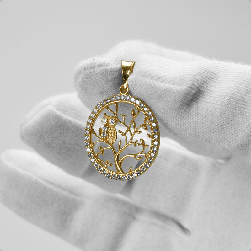 Dije Arbol De La Vida VAROURO Oro 10k 2gr | Amarillo + Cadena Regalo Chapa de Oro de 18k