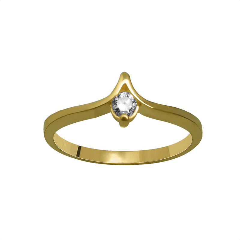 Anillo De Compromiso VAROURO  Oro 14k Diamante 0.12ct Certificado