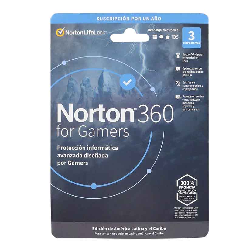 LIC ANTIVIRUS NORTON 360 GAMERS PERSONAL 3 DISPOSITIVOS TMNR-023