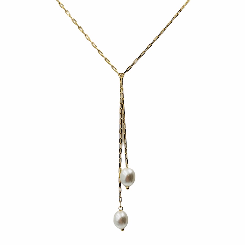 Gargantilla Cobatin con Perlas-Baño de Oro 18K