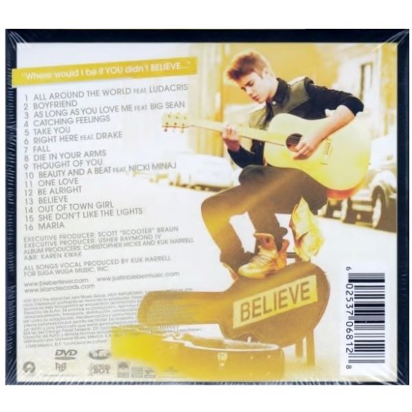 CD Justin Bieber ~ Believe (Deluxe edition) (c/DVD)