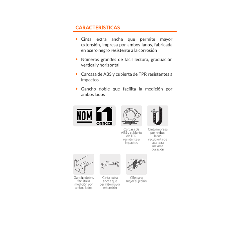 METRO-FLEXÓMETRO -CINTA METRICA NEGRA  DE 8m/26" E Extra Ancha lectura  por ambos lados FCN-8M TRUPER 