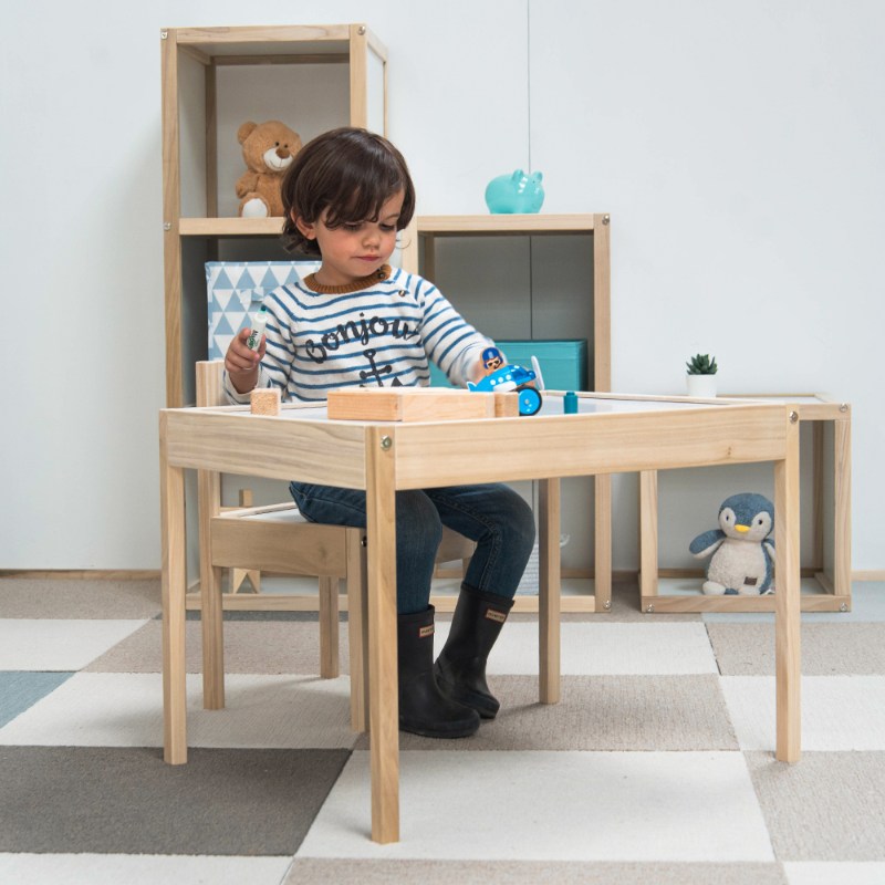 SET 1 MESA MINI PINTARRON Y 2 SILLAS MINI MONTESSORI INFANTIL PARA NIÑOS DE 1 A 6 AÑOS