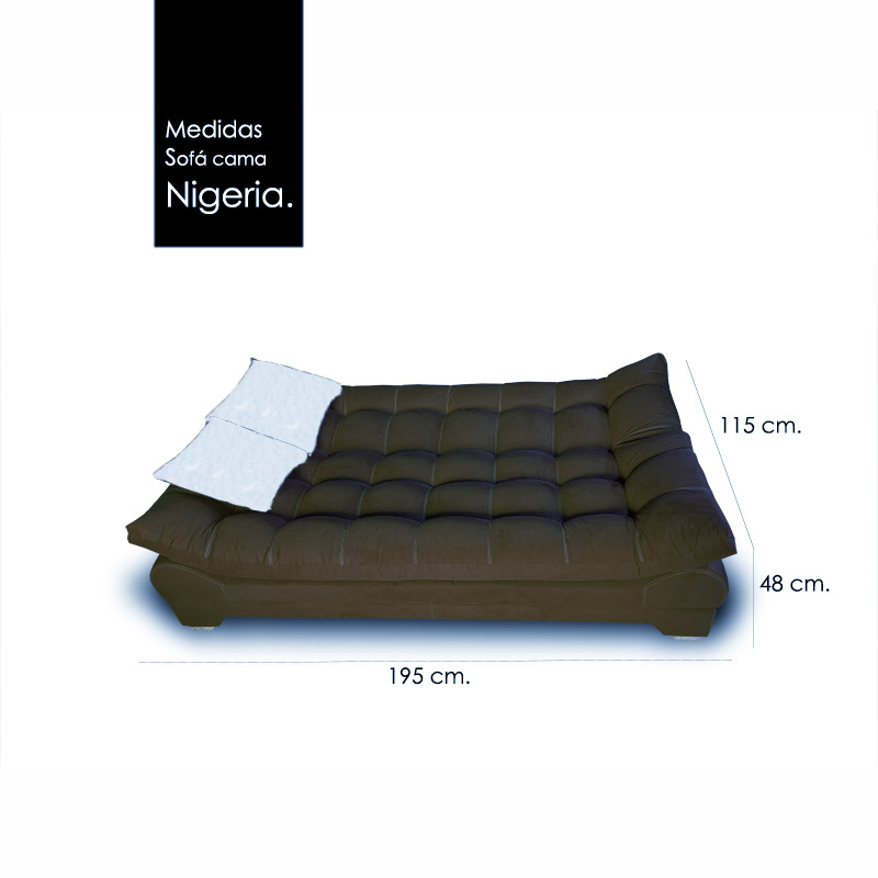 Sofa cama Nigeria suede chocolate +02 cojines decorativos Maderian // ENTREGA A CDMX Y ZONA METROPOLITANA.