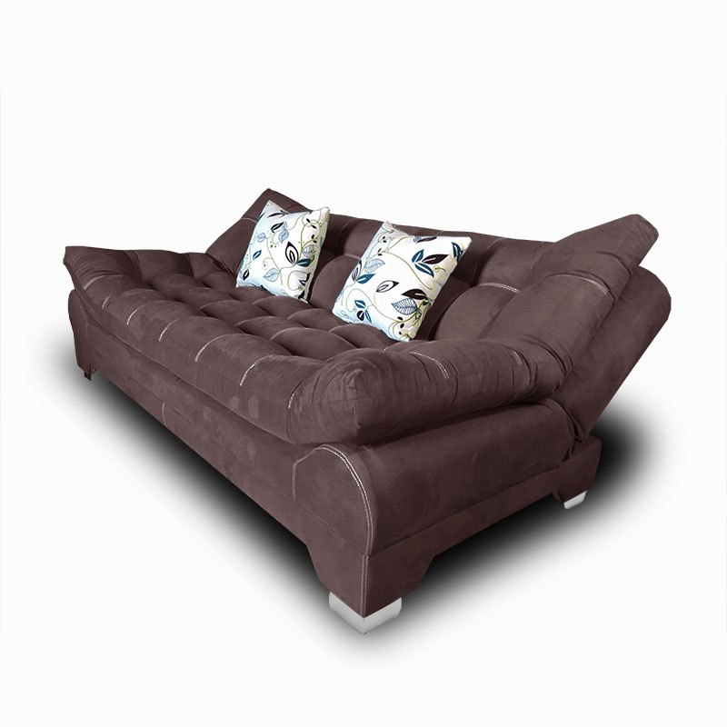 Sofa cama Nigeria suede chocolate +02 cojines decorativos Maderian // ENTREGA A CDMX Y ZONA METROPOLITANA.