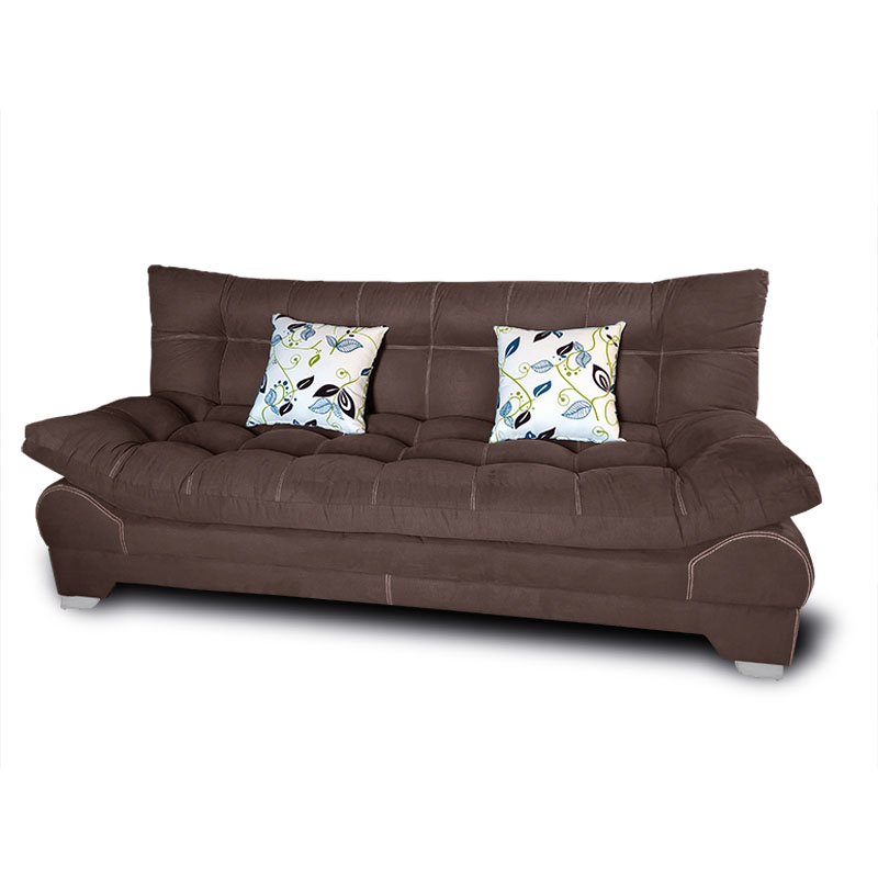 Sofa cama Nigeria suede chocolate +02 cojines decorativos Maderian