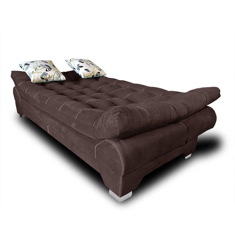 Sofa cama Nigeria suede chocolate +02 cojines decorativos Maderian // ENTREGA A CDMX Y ZONA METROPOLITANA.