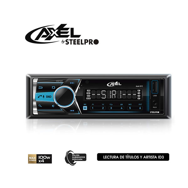 Autoestéreo Para Vehículos Bluetooth Steelpro AXEL-011 - Negro