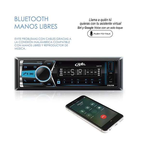 Autoestéreo Para Vehículos Bluetooth Steelpro AXEL-011 - Negro