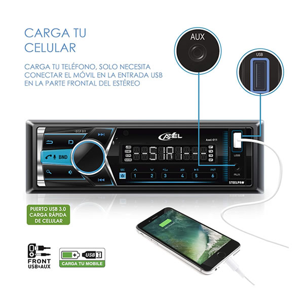 Autoestéreo Para Vehículos Bluetooth Steelpro AXEL-011 - Negro