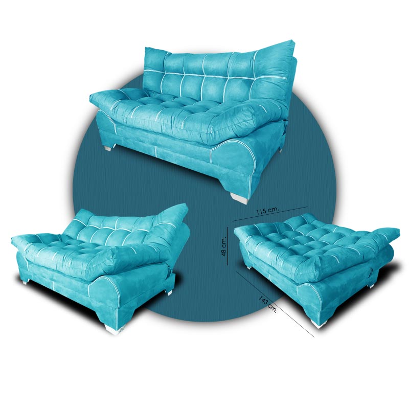  Love Cama Nigeria suede Aqua + 02 cojines decorativos Maderian // ENTREGA A CDMX Y ZONA METROPOLITANA.