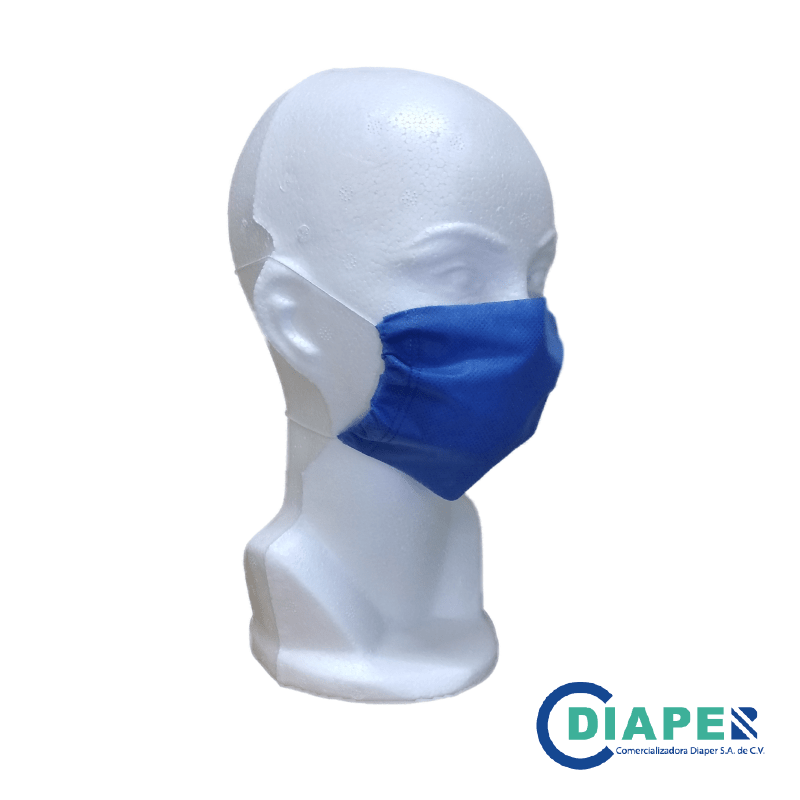 Cubrebocas 2 capas, color azul. Con 50 pz.