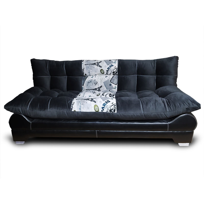 Sofa cama Nigeria Suede Negro y  Paris +02 cojines decorativos Maderian // ENTREGA A CDMX Y ZONA METROPOLITANA.
