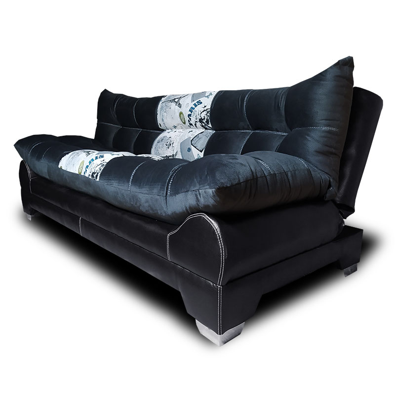 Sofa cama Nigeria Suede Negro y  Paris +02 cojines decorativos Maderian // ENTREGA A CDMX Y ZONA METROPOLITANA.