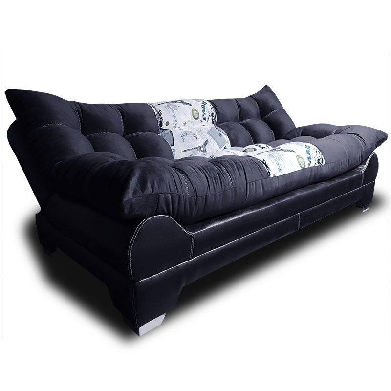 Sofa cama Nigeria Suede Negro y  Paris +02 cojines decorativos Maderian // ENTREGA A CDMX Y ZONA METROPOLITANA.