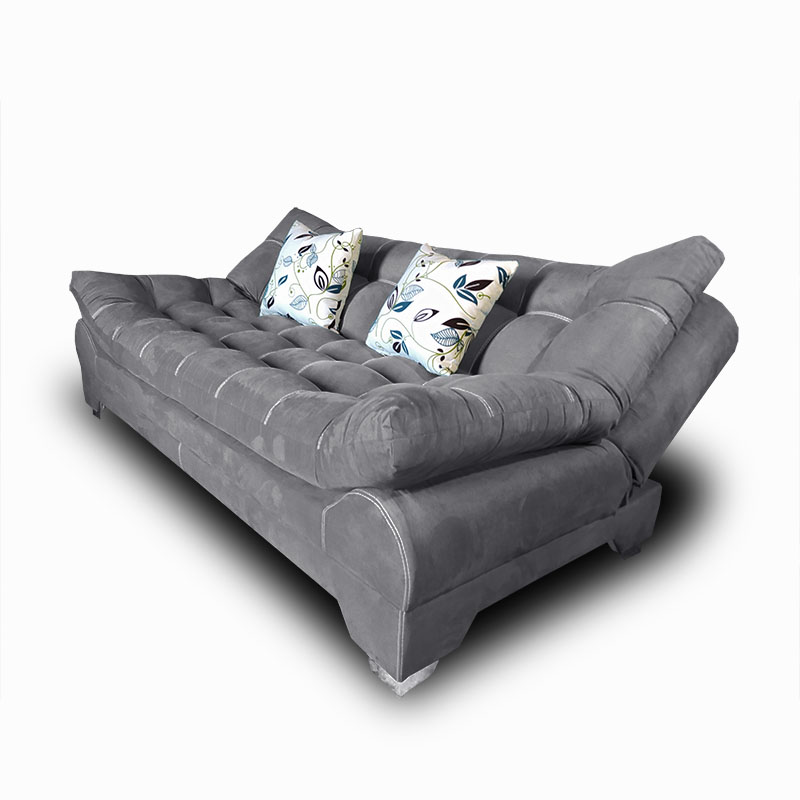 Sofa cama Nigeria Suede Gris +02 cojines decorativos Maderian // ENTREGA A CDMX Y ZONA METROPOLITANA.