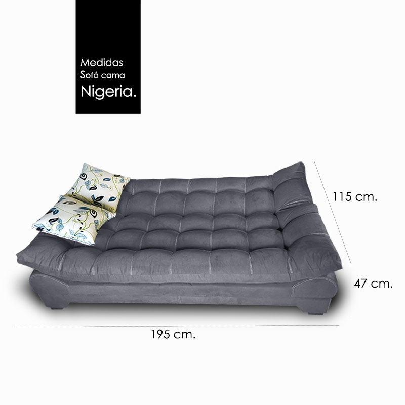 Sofa cama Nigeria Suede Gris +02 cojines decorativos Maderian // ENTREGA A CDMX Y ZONA METROPOLITANA.