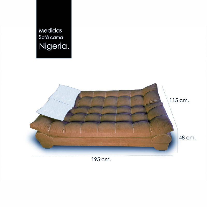 Sofa cama Nigeria Suede Canela +02 cojines decorativos Maderian // ENTREGA A CDMX Y ZONA METROPOLITANA.