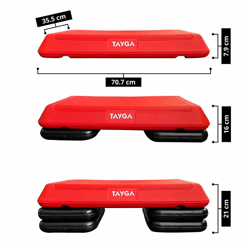 Tayga banco step aerobics pilates rojo altura ajustable