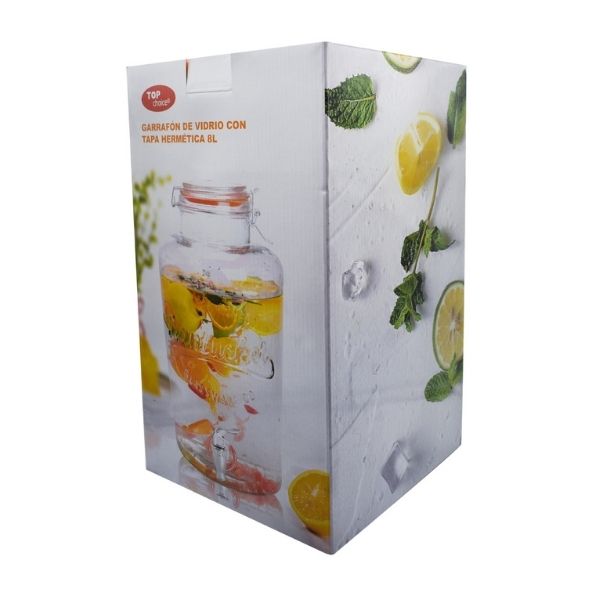 Top Choice 2415-3297 Dispensador De Bebidas Vitrolero Grande Mason Jar de Vidrio Grueso 8 litros Diseño Vintage con Llave