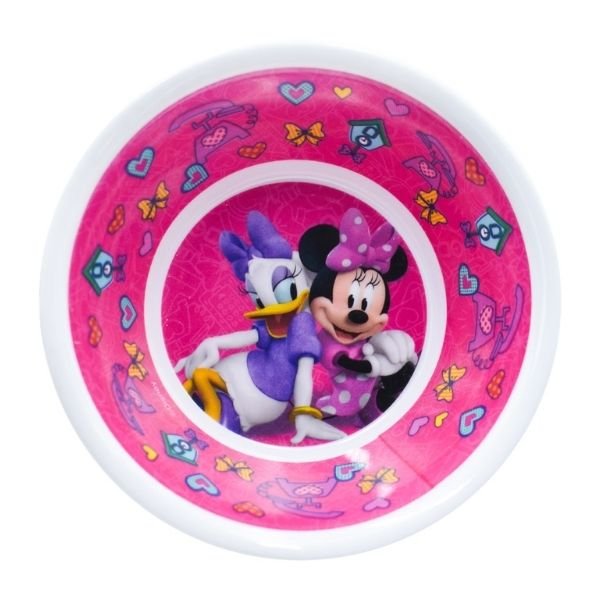 Fun Kids 1695-296W Juego de Vajilla de Melamina (Tipo Plástico) de Minnie Mouse, Disney, 3 piezas (Plato, Vaso de Agua y Tazón), Rosa, Original