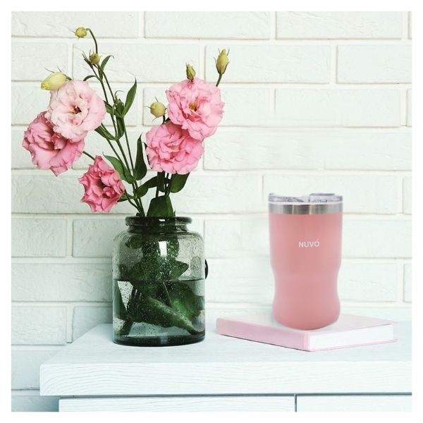 Nuvó 2415-3343 Termo para Cafe de Acero Inoxidable con doble pared Termo para Café o Botella de Agua de Acero Inoxidable color Rosa con Doble Pared 360 ml