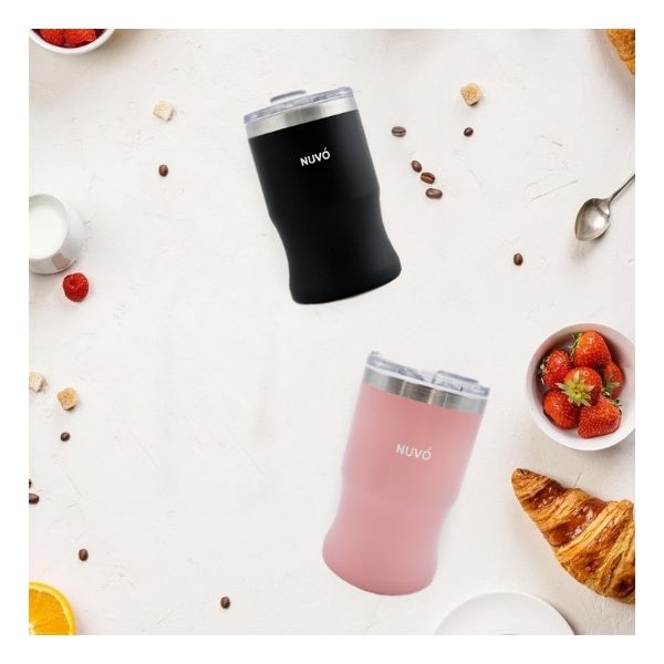 Nuvó 2415-3343 Termo para Cafe de Acero Inoxidable con doble pared Termo para Café o Botella de Agua de Acero Inoxidable color Rosa con Doble Pared 360 ml