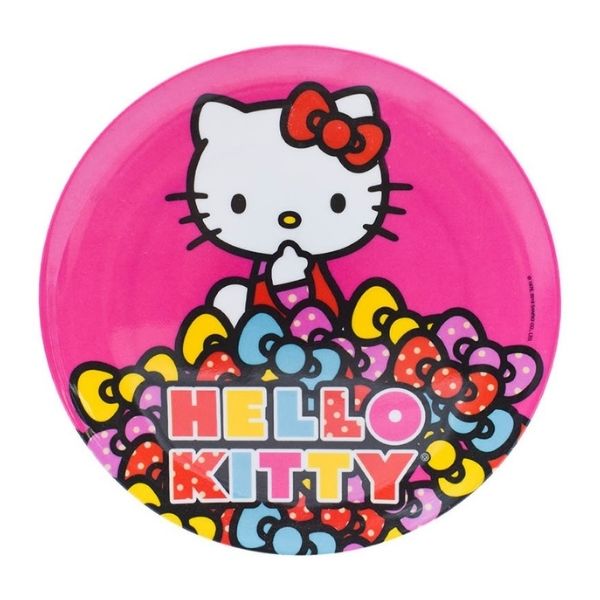 Fun Kids 1695-295W Juego de Vajilla de Melamina (Tipo Plástico) Hello Kitty Sanrio, Rosa, 3 Piezas: Plato, Bowl y Vaso de Agua, Producto Original