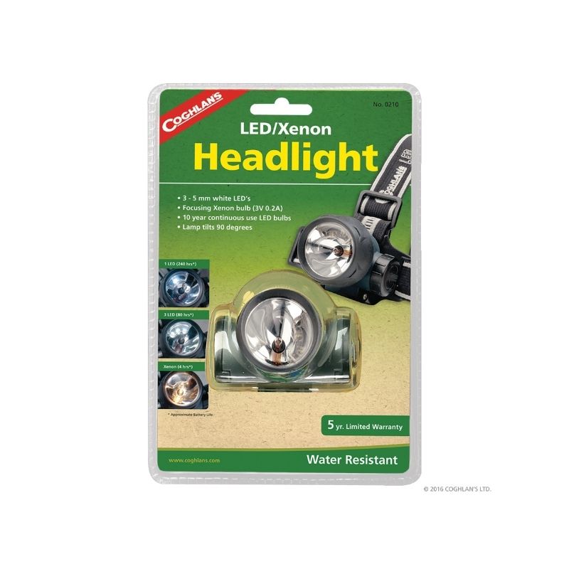 Linterna LED xenón resistente al agua e irrompible correa ajustable para la cabeza Coghlan's 0210