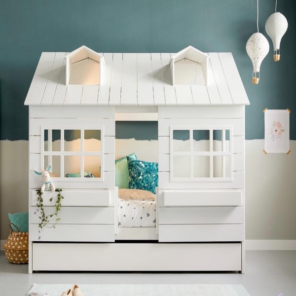 Cama individual de madera casita Luna