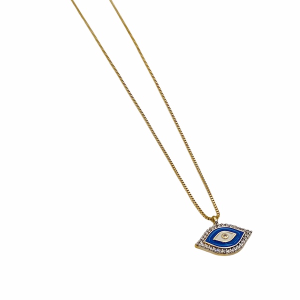 Collar con Ojo Protector Azul-Baño de oro 18k