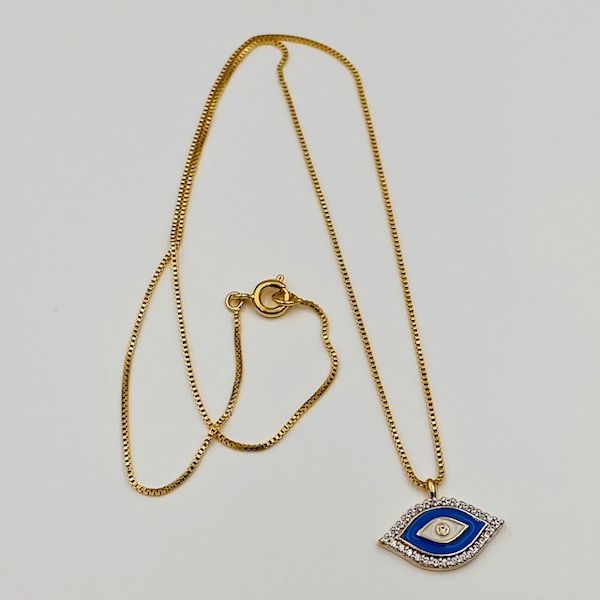 Collar con Ojo Protector Azul-Baño de oro 18k