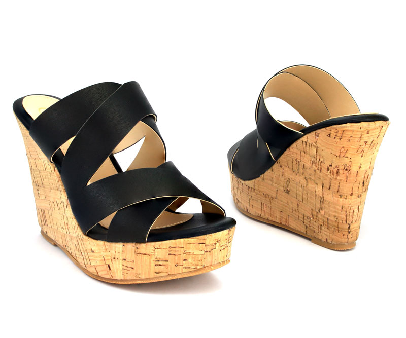 Zapatos De Plataforma Corcho De Meter Con Tiras Diagonales