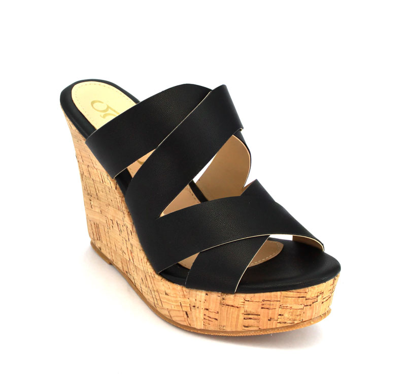 Zapatos De Plataforma Corcho De Meter Con Tiras Diagonales