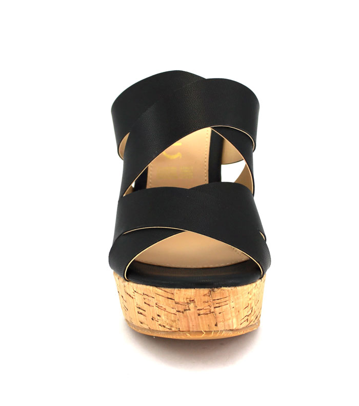 Zapatos De Plataforma Corcho De Meter Con Tiras Diagonales