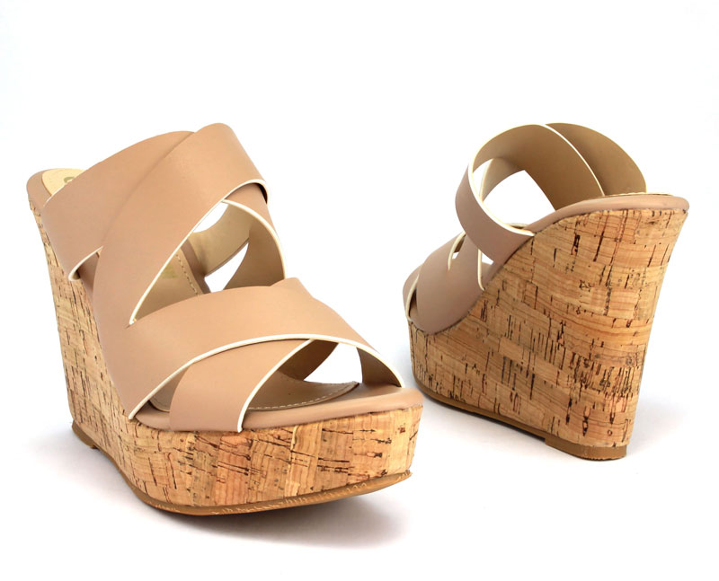Zapatos De Plataforma Corcho De Meter Con Tiras Diagonales