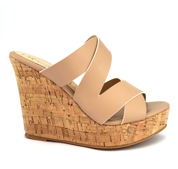 Zapatos De Plataforma Corcho De Meter Con Tiras Diagonales