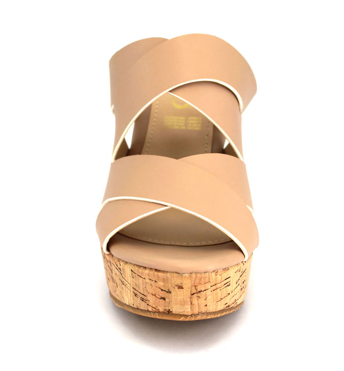 Zapatos De Plataforma Corcho De Meter Con Tiras Diagonales