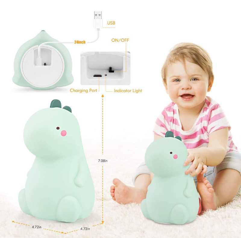 Lámpara led recargable Dinosaurio BPA free diseño ideal para niños y bebés es apachurrable tipo squishy 